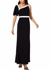 Calvin Klein Women's One Shoulder Gown with Ayssemtric Neckline