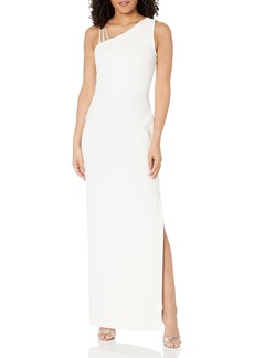 Calvin Klein Women's One Shoulder Gown with Waist Ruch Maxi Dress