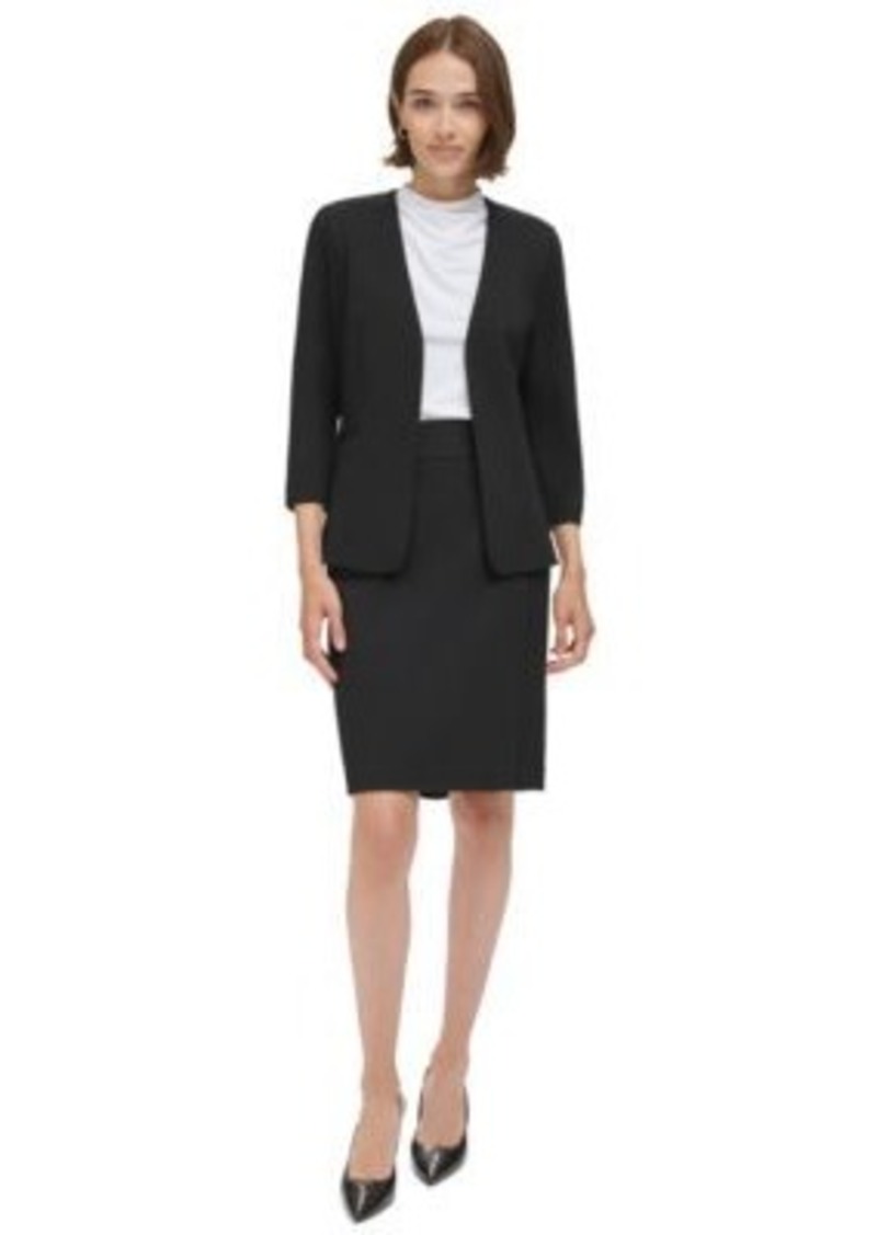 Calvin Klein Womens Open Front Blazer Faux Wrap Pencil Skirt