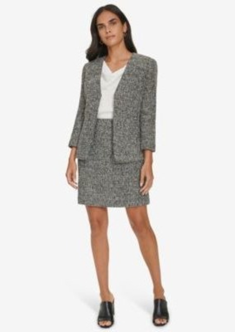 Calvin Klein Womens Open Front Tweed Blazer Pencil Skirt