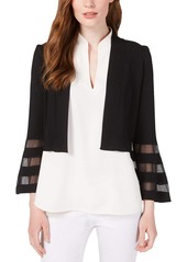 Calvin Klein Women's Open Knit Shrug with Illusion Bell Sleeve
