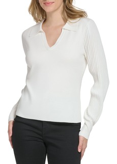 Calvin Klein Women's Oversize Essential Rib Sleeve Detail Comfortable Sweater