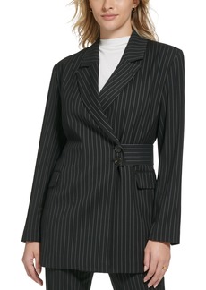 Calvin Klein Women's Pinstripe Belted Jacket