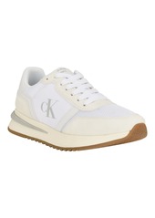 Calvin Klein Women's Piper Lace-Up Platform Casual Sneakers - White, Beige Multi- Manmade, Textile Upp