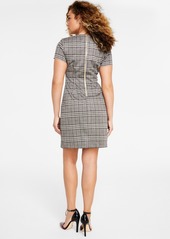 Calvin Klein Women's Plaid-Print Jewel-Neck Sheath Dress - Khaki Multi