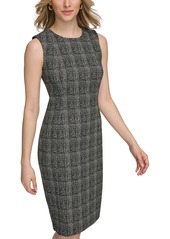 Calvin Klein Women's Plaid Sleeveless Sheath Dress - Black/Cream