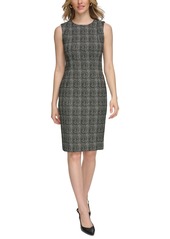 Calvin Klein Women's Plaid Sleeveless Sheath Dress - Black/Cream