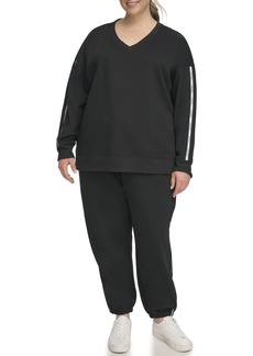 Calvin Klein Women's Plus Minimal Logo V-Neck Pullover