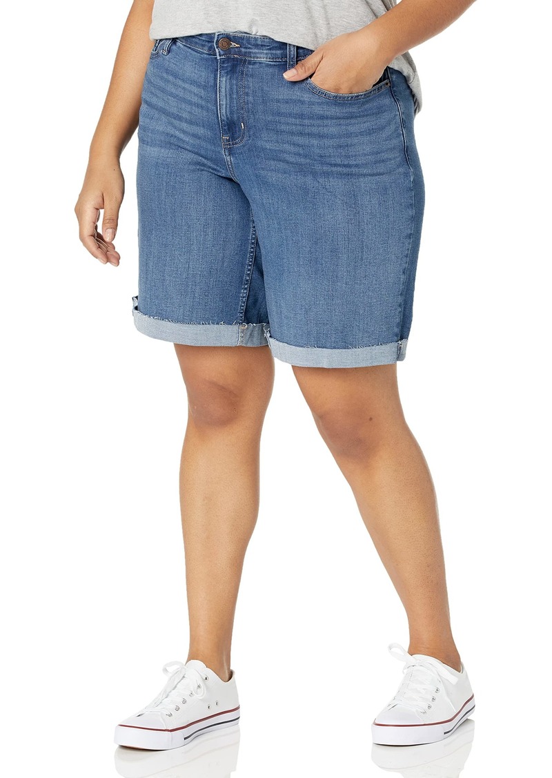 Calvin Klein Women's Plus Size Bermuda 5-Pocket Styling Signature Omega Topstitching Shorts  W