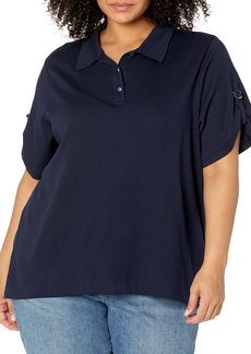 Calvin Klein Women's Plus Size Casual Comfortable D Ring Polo T Shirt