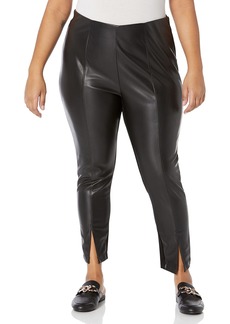 Calvin Klein -Women's Plus Size Faux -Leather Straight Leg Comfortable Flat Front Everyday -Pant