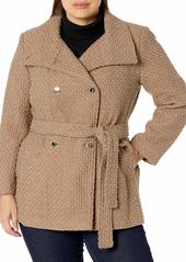 Calvin Klein Womens Plus Sized Double Breated Wool Coat OBV