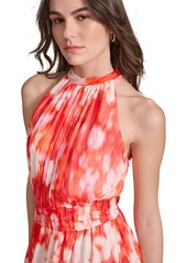 Calvin Klein Women's Printed A-Line Halter Dress - Tango Mult