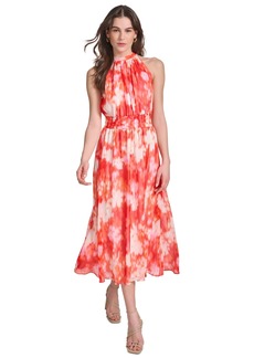Calvin Klein Women's Printed A-Line Halter Dress - Tango Mult