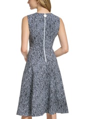 Calvin Klein Women's Printed Sleeveless A-Line Dress - Wind Black