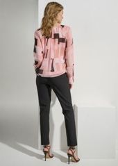Calvin Klein Womens Printed V Neck Blouse Slim Leg Pant