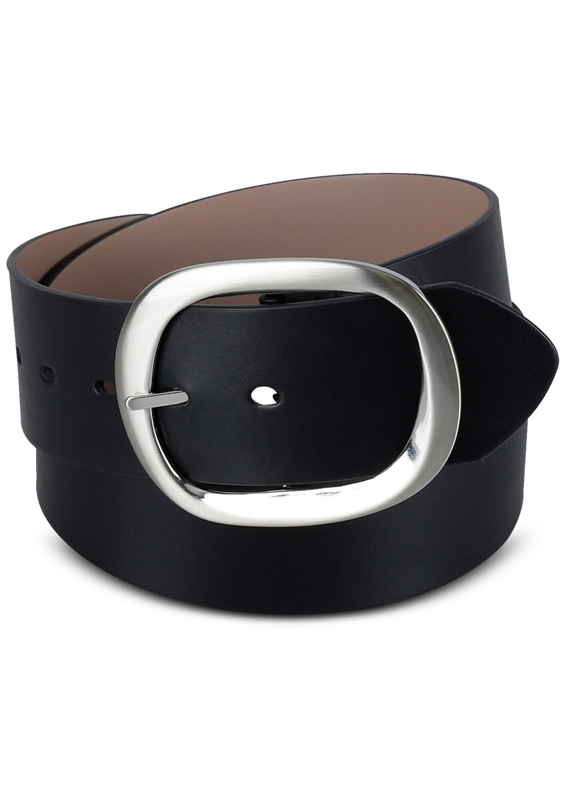 Calvin Klein Women's Reversible Oversized Statement Buckle Belt - Black/taupe