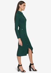 Calvin Klein Women's Rib-Knit Long-Sleeve Sweater Dress - Malachite