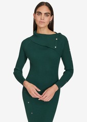 Calvin Klein Women's Rib-Knit Long-Sleeve Sweater Dress - Malachite