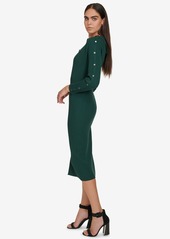 Calvin Klein Women's Rib-Knit Long-Sleeve Sweater Dress - Malachite