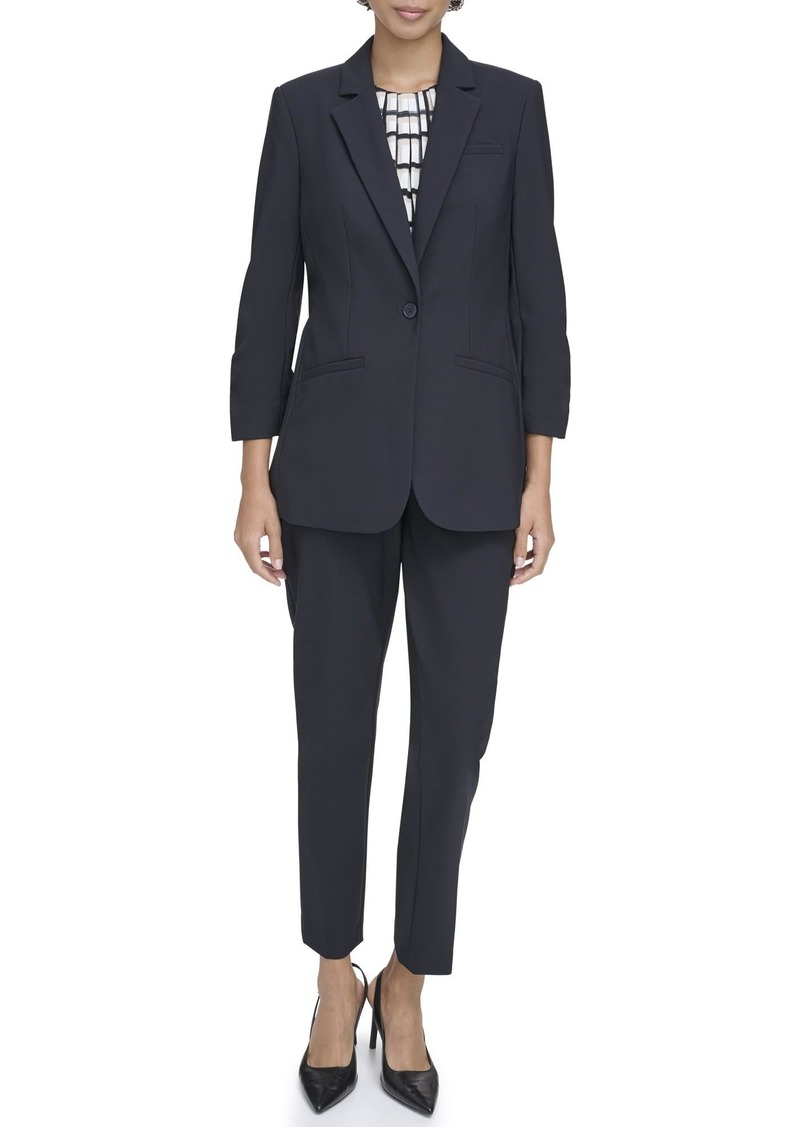 Calvin Klein Women's Ruched Sleeves Two Front Bottom Pockets Blazer