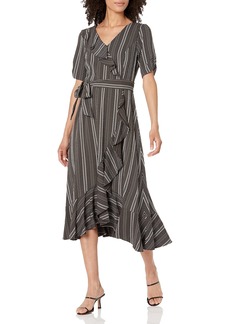 Calvin Klein Women's Ruffle Front WRAP Dress