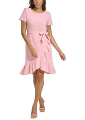 Calvin Klein Women's Ruffle-Hem Sheath Dress - Silver Pink