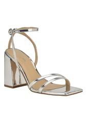 Calvin Klein Women's Sassa Block Heel Square Toe Dress Sandals - Silver Mirror Metallic