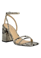 Calvin Klein Women's Sassa Block Heel Square Toe Dress Sandals - Silver Mirror Metallic