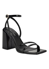 Calvin Klein Women's Sassa Block Heel Square Toe Dress Sandals - Black Patent