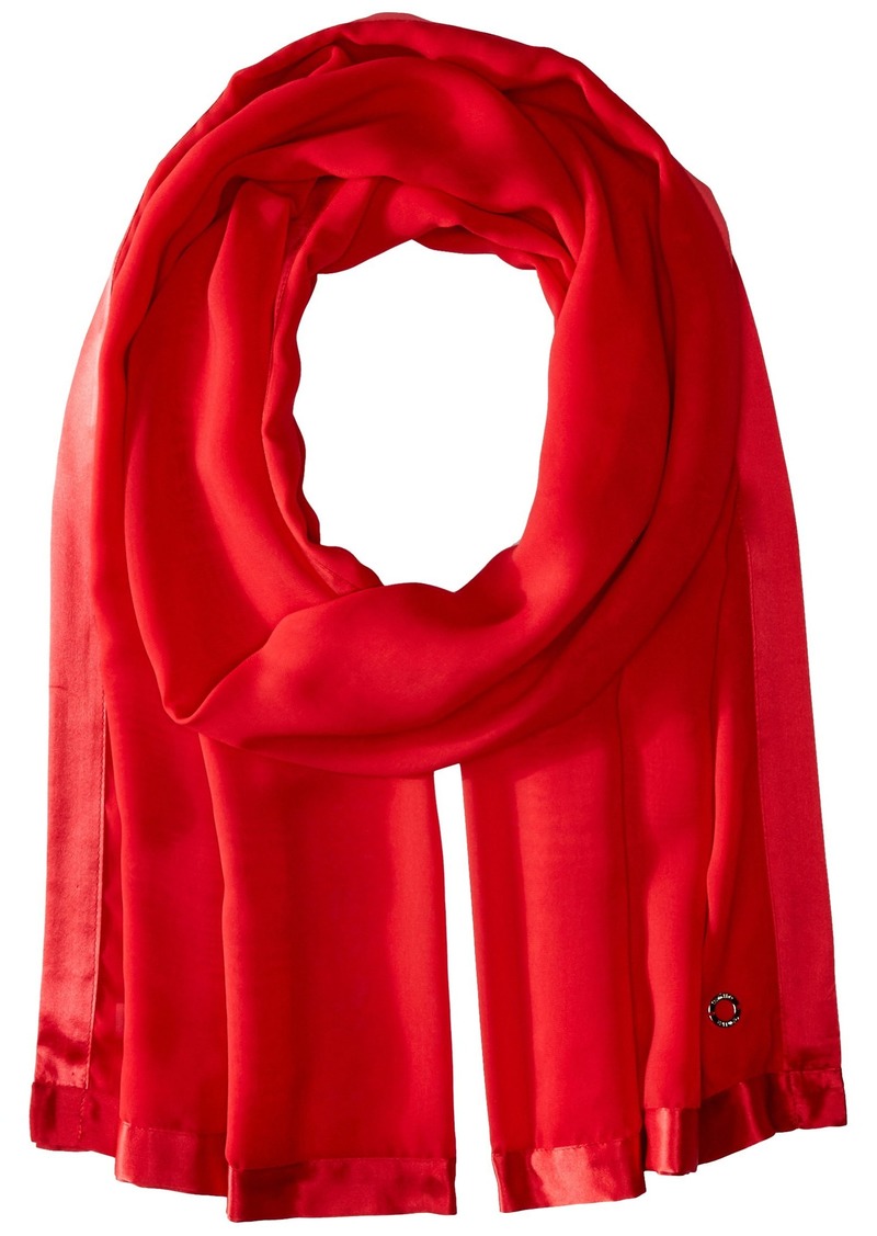 Calvin Klein Womens Satin Border Chiffon Scarf