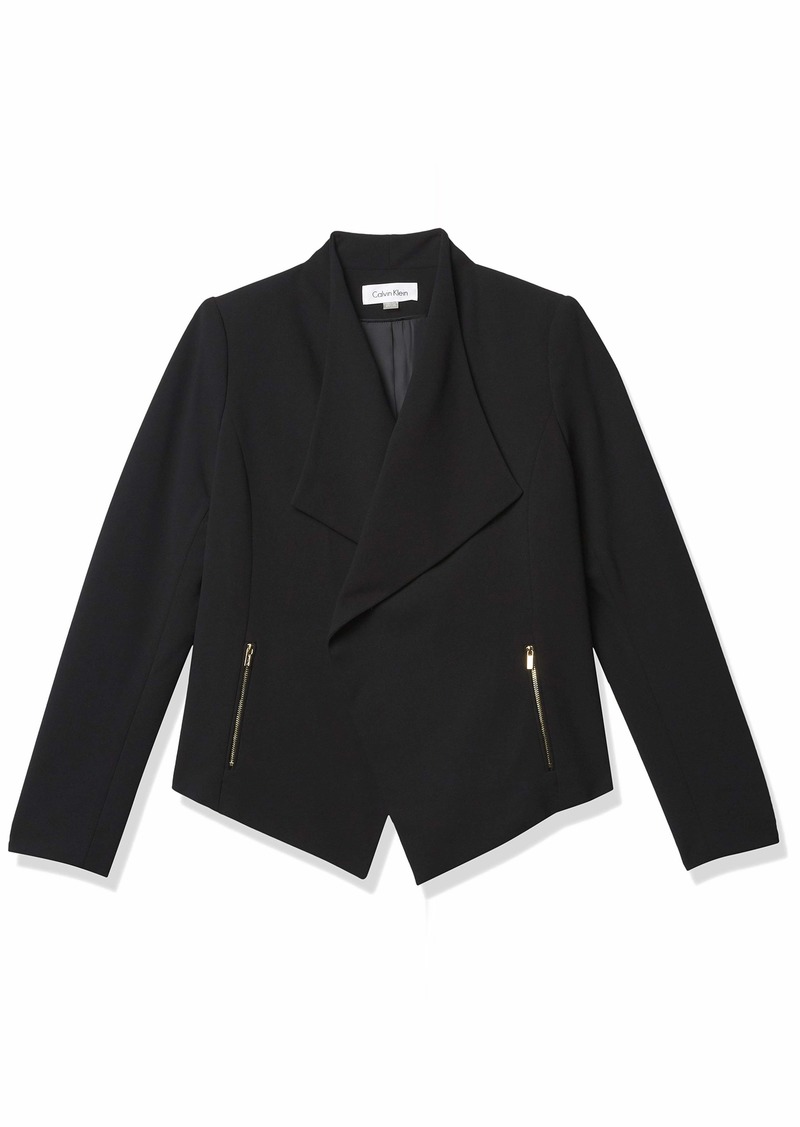 Calvin Klein Calvin Klein Women's Scuba Crepe Flyaway Jacket with Zippers |  Outerwear