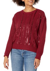 Calvin Klein Women's Sequin Crew Neck Long Sleeve Sweater