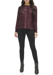 Calvin Klein Women's Sequin Front Crew Neck Long Sleeve Sweater