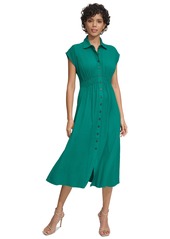 Calvin Klein Women's Shirred Textured Shirtdress - Meadow