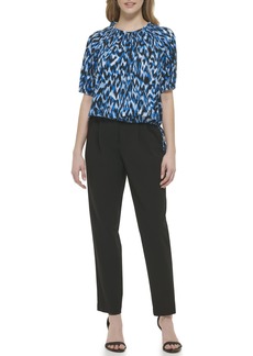 Calvin Klein Women's Short Sleeve Blouse with Tie Hem
