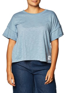 Calvin Klein Women's Short Sleeve Cropped Logo T-Shirt  X-Large