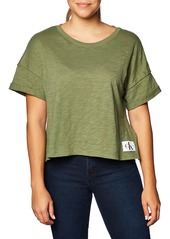 Calvin Klein Women's Short Sleeve Cropped Logo T-Shirt Savannah