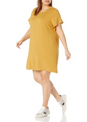 Calvin Klein Women's Short Sleeve Logo T-Shirt Dress HTHR Ochre