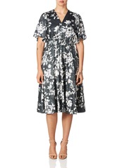 Calvin Klein Women's Short Sleeve Midi Dress with Smocked Waist