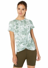 Calvin Klein Women's Calvin Logo Sunbrust Tie Dye Twist Front Tee