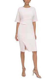 Calvin Klein Women's Short-Sleeve Side-Tuck-Detail Sheath Dress - Blossom