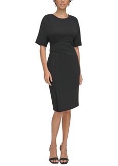 Calvin Klein Women's Short-Sleeve Side-Tuck-Detail Sheath Dress - Black