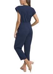 Calvin Klein Women's Short-Sleeve Smocked-Waist Jumpsuit - Indigo