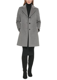 Calvin Klein Womens Single-Breasted Wool Blend Coat - Tin