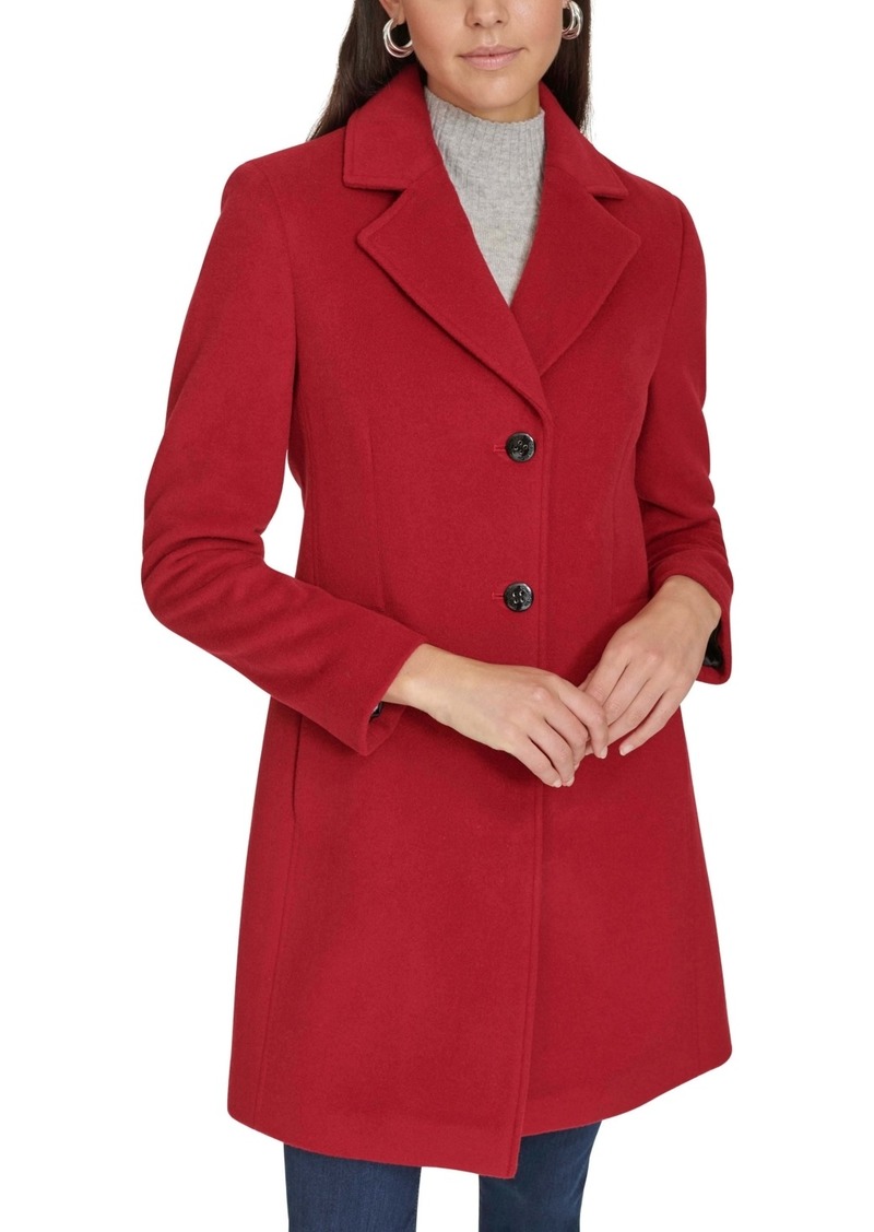 Calvin Klein Womens Single-Breasted Wool Blend Coat - Red Velvet