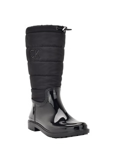 Calvin Klein Women's Siston Pull-on Lug Sole Logo Cold Weather Rain Boots - Black