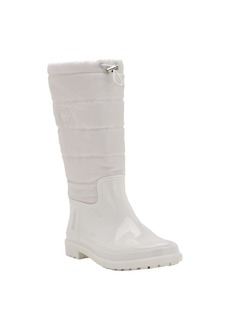 Calvin Klein Women's Siston Pull-on Lug Sole Logo Cold Weather Rain Boots - White