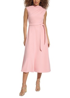 Calvin Klein Women's Sleeveless Belted Midi Dress - Silver Pink