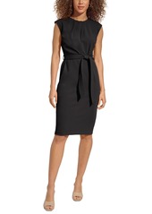 Calvin Klein Women's Sleeveless Belted Sheath Dress - Black